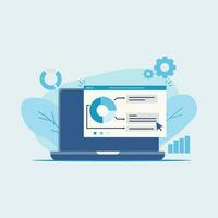 Performance Analysis and Checking All Graphs and Data on Laptop Screen Vector Illustration