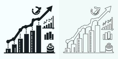 creciente grafico icono colocar, bar gráfico icono, infografía, crecimientos gráfico colección para negocio mejora analítica, diagrama símbolo, financiero lucro gráfico bar vector ilustración