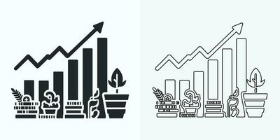 Growing Graph Icon, Bar Chart Icon, Infographic, Growths Chart Collection For Business Improvement Analytics, Diagram Symbol, Financial Profit Chart Bar Vector Illustration