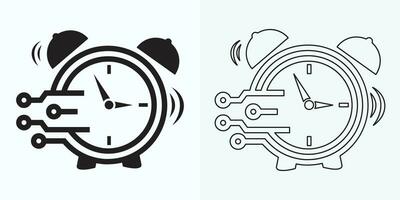 Time and Clock set of linear icons. Time management. Timer, Speed, Alarm, Restore, Time Management, Calendar and more. Collection of time, clock, watch, timer vector simple outline icons for web