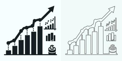 creciente grafico icono colocar, bar gráfico icono, infografía, crecimientos gráfico colección para negocio mejora analítica, diagrama símbolo, financiero lucro gráfico bar vector ilustración