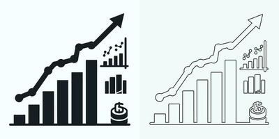 creciente grafico icono colocar, bar gráfico icono, infografía, crecimientos gráfico colección para negocio mejora analítica, diagrama símbolo, financiero lucro gráfico bar vector ilustración