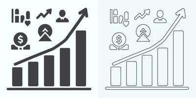 Growing Graph Icon, Bar Chart Icon, Infographic, Growths Chart Collection For Business Improvement Analytics, Diagram Symbol, Financial Profit Chart Bar Vector Illustration