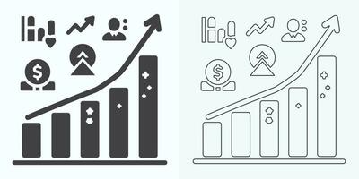 creciente grafico icono colocar, bar gráfico icono, infografía, crecimientos gráfico colección para negocio mejora analítica, diagrama símbolo, financiero lucro gráfico bar vector ilustración