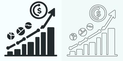 Growing Graph Icon set, Bar Chart Icon, Infographic, Growths Chart Collection For Business Improvement Analytics, Diagram Symbol, Financial Profit Chart Bar Vector Illustration