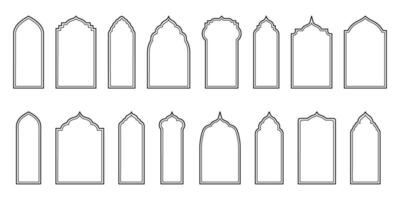 Minimalistic Design Featuring Oriental Style Windows and Arches. Modern Outline Enhance the Elegance of Islamic Architectural Elements vector