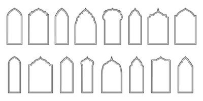 minimalista diseño presentando oriental estilo ventanas y arcos moderno contorno mejorar el elegancia de islámico arquitectónico elementos vector