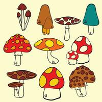 The Mushroom drawing free hand image for food concept. vector