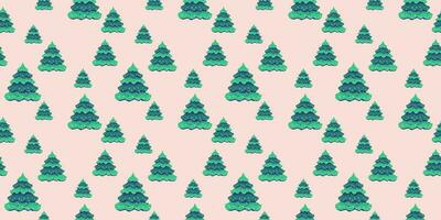 linda Navidad árbol sin costura modelo. sencillo Navidad modelo. vector mano dibujado dibujos animados arboles modelo. modelo para textil, moda, imprimir, superficie diseño, papel, cubrir, tela, interior decoración