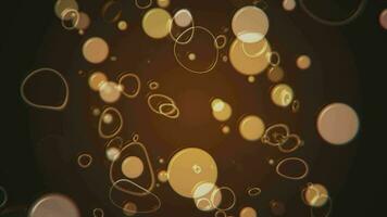 Abstract retro bokeh background with brown and beige plastic effect spheres and ring squiggles. This vintage liquid motion style background animation is full HD and a seamless loop. video