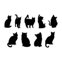 Cat black set illustration silhouette vector