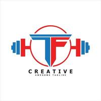 tf letra gimnasio logo diseño vector