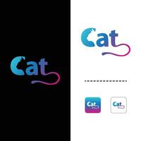 Cat creative logo design vector