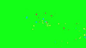 Lycklig ny år flimmer meddelande med färgrik konfetti brista på grön bakgrund video