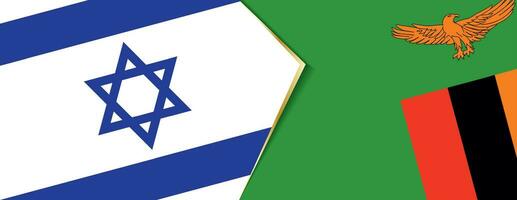 Israel and Zambia flags, two vector flags.