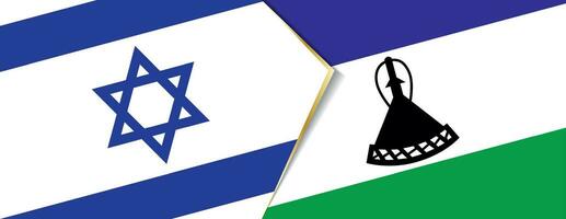 Israel and Lesotho flags, two vector flags.