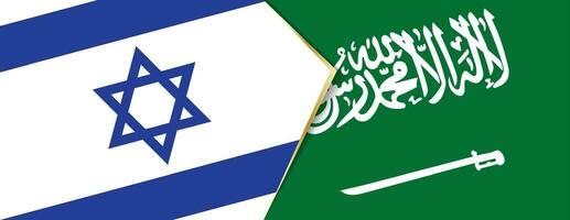 Israel and Saudi Arabia flags, two vector flags.
