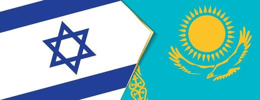 Israel and Kazakhstan flags, two vector flags.