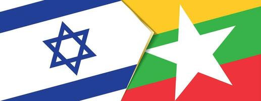 Israel and Myanmar flags, two vector flags.