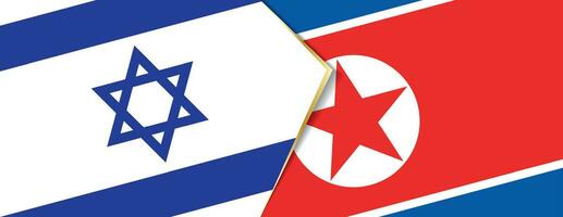 Israel and North Korea flags, two vector flags.