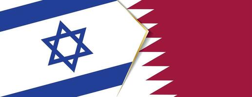 Israel and Qatar flags, two vector flags.