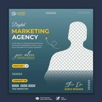 Business marketing agency promotion social media post template. Editable square banner design with place for the photo. vector