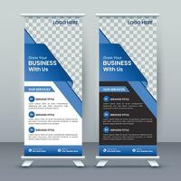 Business Roll Up Set. Standee Design. Modern Exhibition Advertising Banner Template, Abstract Blue Geometric Triangle Background vector, flyer, presentation, leaflet, Roll Up Banner, Stand Poster vector