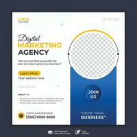 Business marketing agency promotion social media post template. Editable square banner design with place for the photo. vector