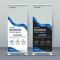 Business Roll Up Set. Standee Design. Modern Exhibition Advertising Banner Template, Abstract Blue Geometric Triangle Background vector, flyer, presentation, leaflet, Roll Up Banner, Stand Poster vector