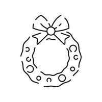 Vector Christmas wreath icon in trendy linear style isolated on white background.