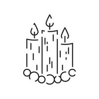 Vector candle line icon. Christmas black linear symbols on a white background. Editable stroke. Happy New Year, birthday, and church or Christian, pray.