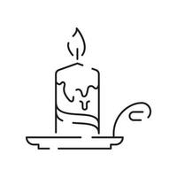 Vector candle line icon. Christmas black linear symbols on a white background. Editable stroke. Happy New Year, birthday, and church or Christian, pray.