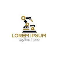 Robotic arm logo, robotics industrial robot logo design isolated vector template illustration