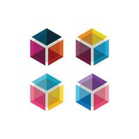 Vector set of abstract 3d logos geometric hexagon shape logo collection template