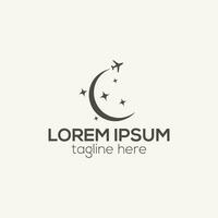 Simple moon and star logo design vector in black luxury style illustration