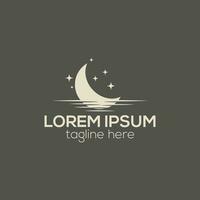 Simple moon and star logo design vector in black luxury style illustration