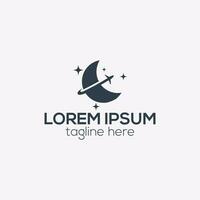 Simple moon and star logo design vector in black luxury style illustration