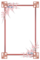 AI generated Sakura border frame, Japanese border frame PNG transparent background