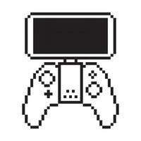 Video game controller illustration Gamepad sign Pixel art style vector