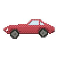 Illustration of red car in pixel art style vector