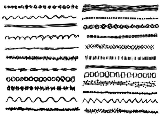 Set of grunge hand drawing marker lines
