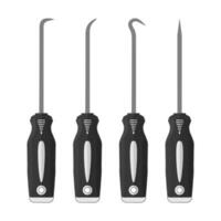 Set of miniature hooks tools vector flat illustration
