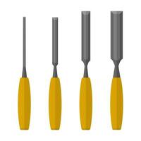 Chisel set tools vector flat illustration