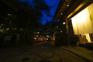An old fashioned architecture in Nakanojo Gunma at night wide shot photo
