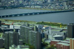 A miniature cityscape near Yodo river in Osaka photo