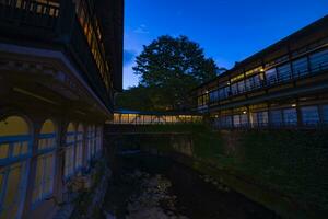 An old fashioned architecture in Nakanojo Gunma at dusk wide shot photo