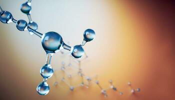 Science background with molecula and atom model. Abstract molecular structure. Generative AI photo
