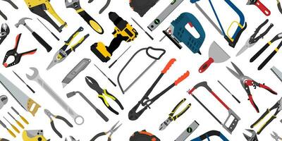 Building hand tools seamless pattern vector