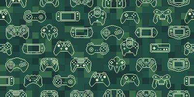 Video game controller background Gadgets and devices seamless pattern vector Pixel Art style