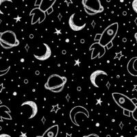 Doodle pattern with night sky Hand drawn illustration vector